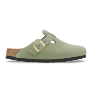 birkenstock boston soft footbed – suede green tea