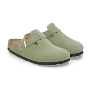 birkenstock boston soft footbed – suede green tea