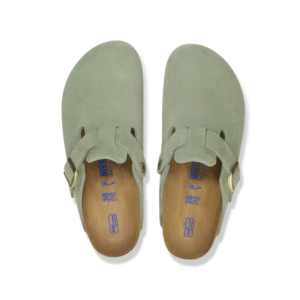 birkenstock boston soft footbed – suede green tea
