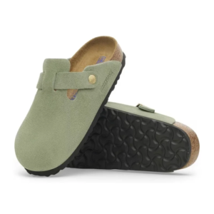 birkenstock boston soft footbed – suede green tea