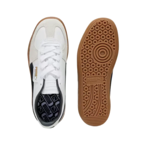 puma palermo leather trainers in white & black